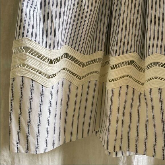 Sea New York blue & white stripe cotton midi dress with lace detail. Size 0. - Picture 5 of 10